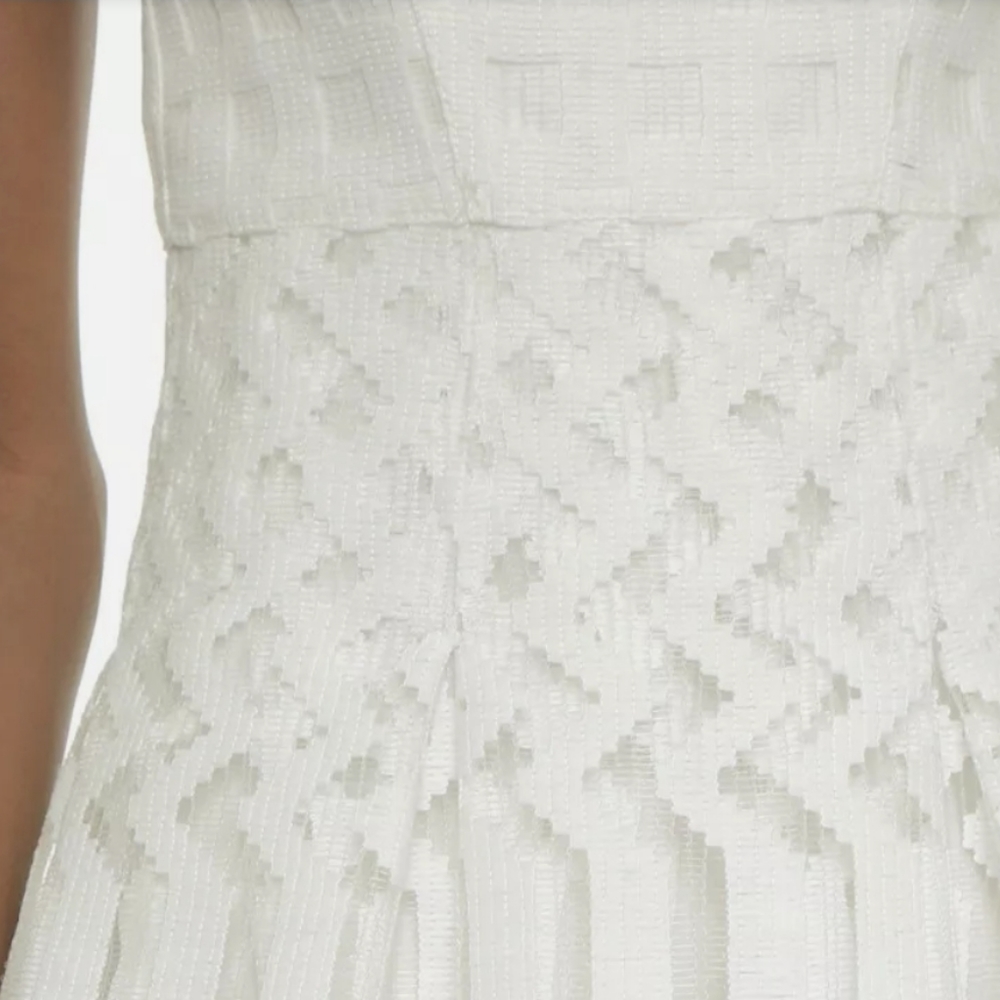 SOLD ‼️ $750.00 NWT Milly Women's Dress Illusion Filament Pleat White 6 S - Picture 4 of 11